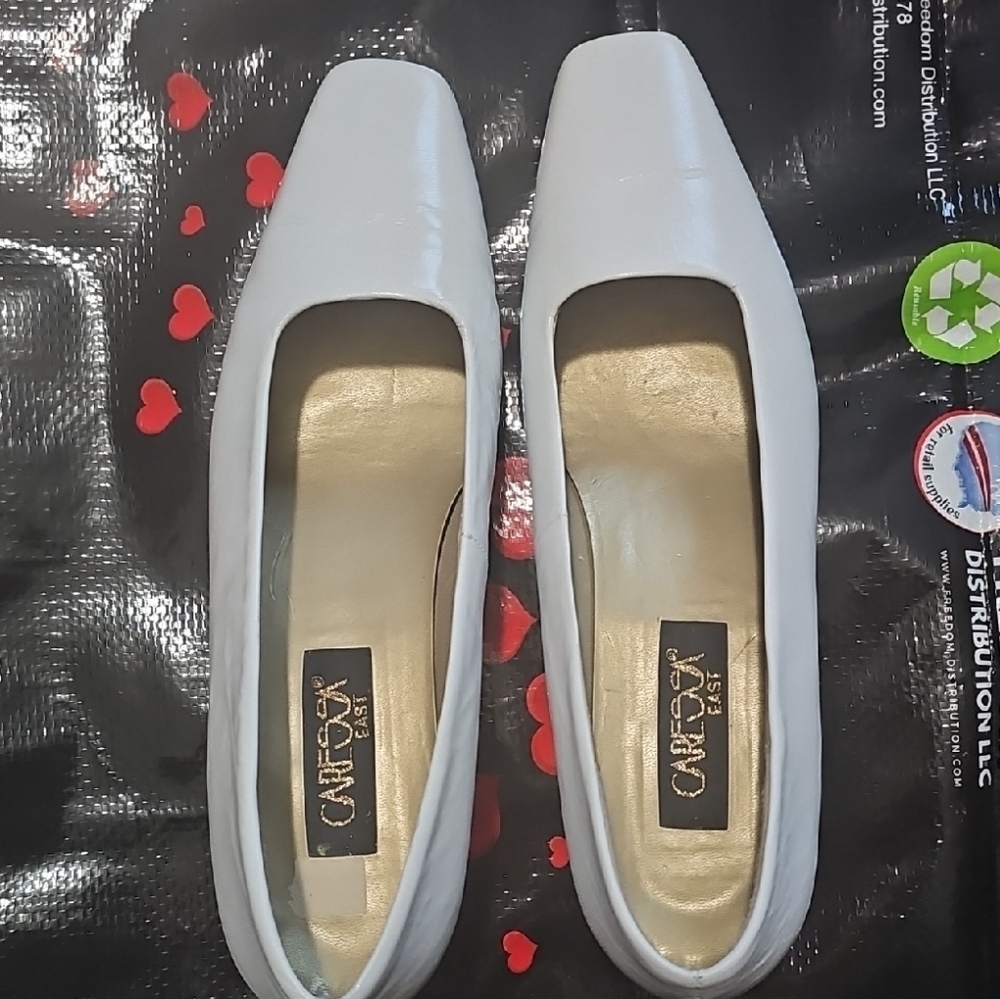 Caressa Brand White Leather Square Toe Dress Shoe